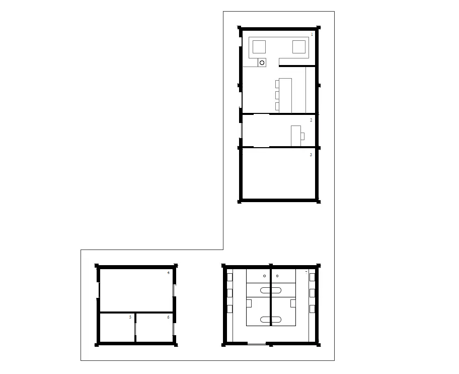 Plano de planta co esquema de ordenación e distribución dos espazos, polo estudo de arquitectura SEA.