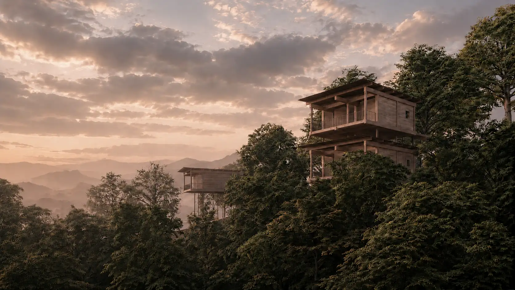 Integración paisajística de módulos de arquitectura contemporánea en el bosque, por arquitecto en A Coruña.